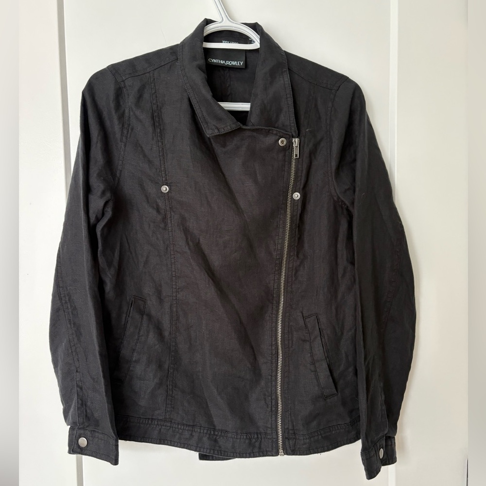 Cynthia Rowley Black 100% Linen Jacket